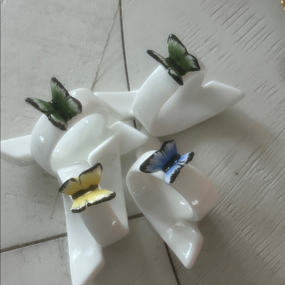 Vintage 4 shafford napkin ring butterfly